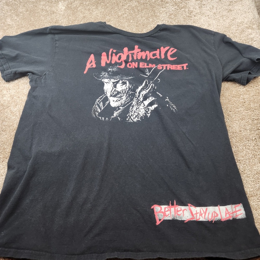 A Nightmare on Elm Street Freddy Krueger Black Graphic Tee Shirt Mens XL